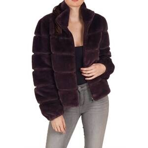 NEW LOVE TOKEN alex faux fur jacket in plum